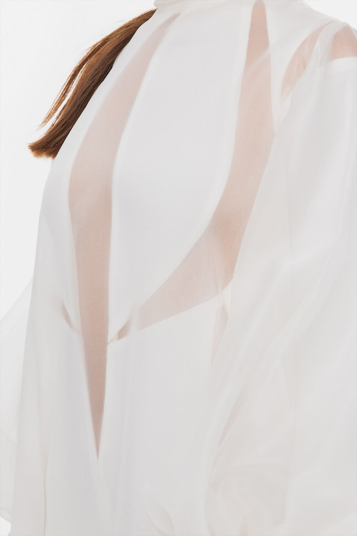 Long Sleeve Dress with Sheer Details and Coat