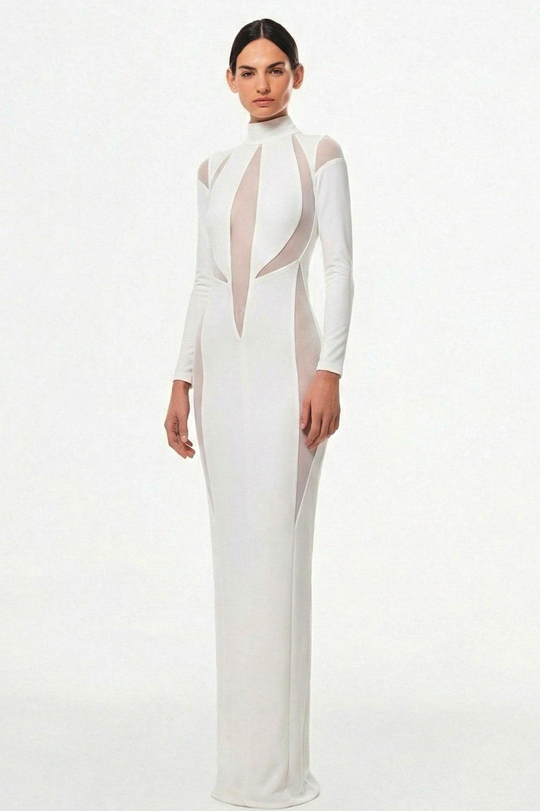 Long Sleeve Dress with Sheer Details and Coat