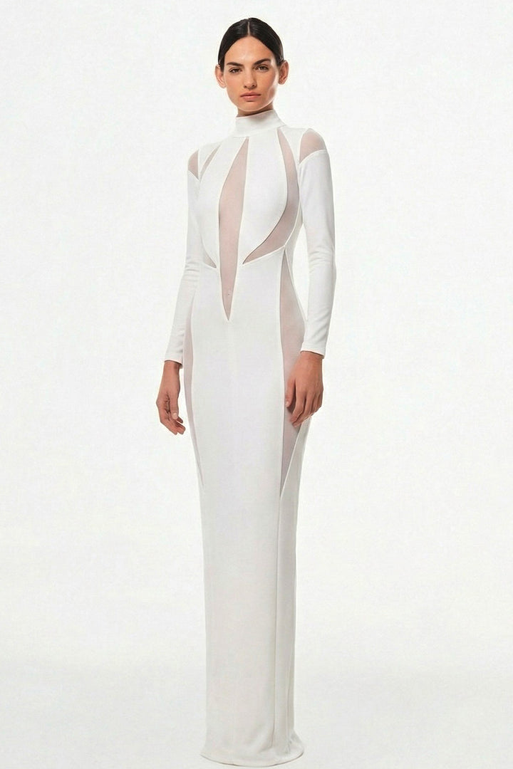 Long Sleeve Dress with Sheer Details and Coat