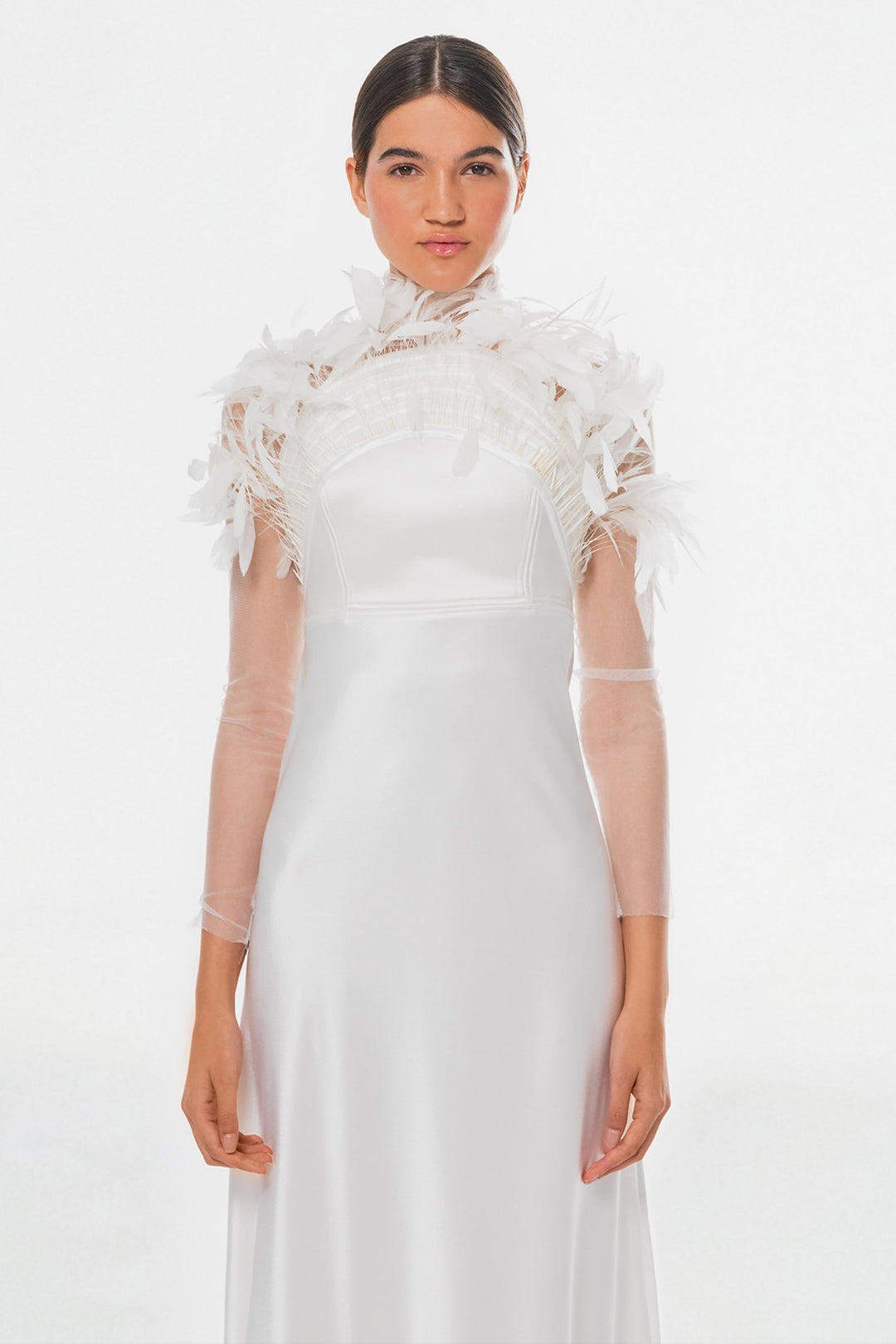 Halter Dress with Feathered Skirt