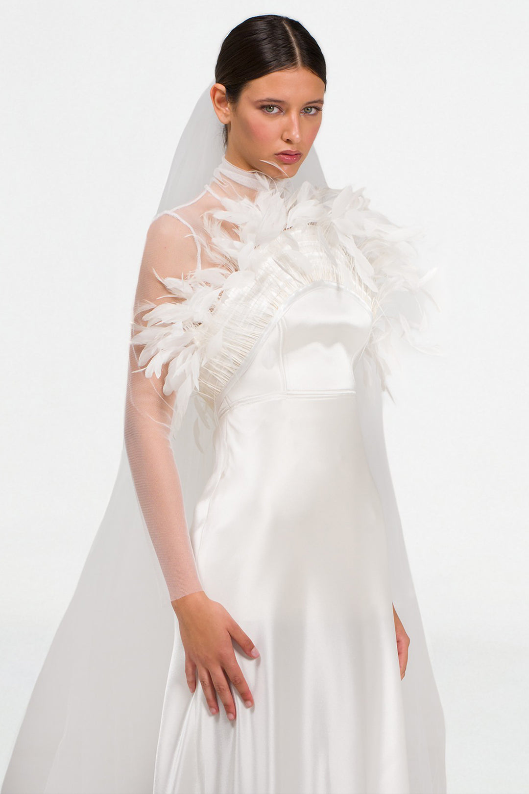 Halter Dress with Feathered Skirt