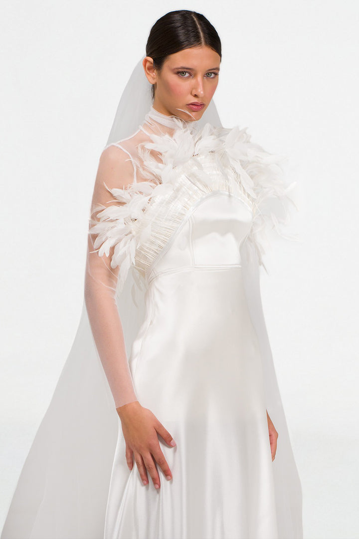 Halter Dress with Feathered Skirt