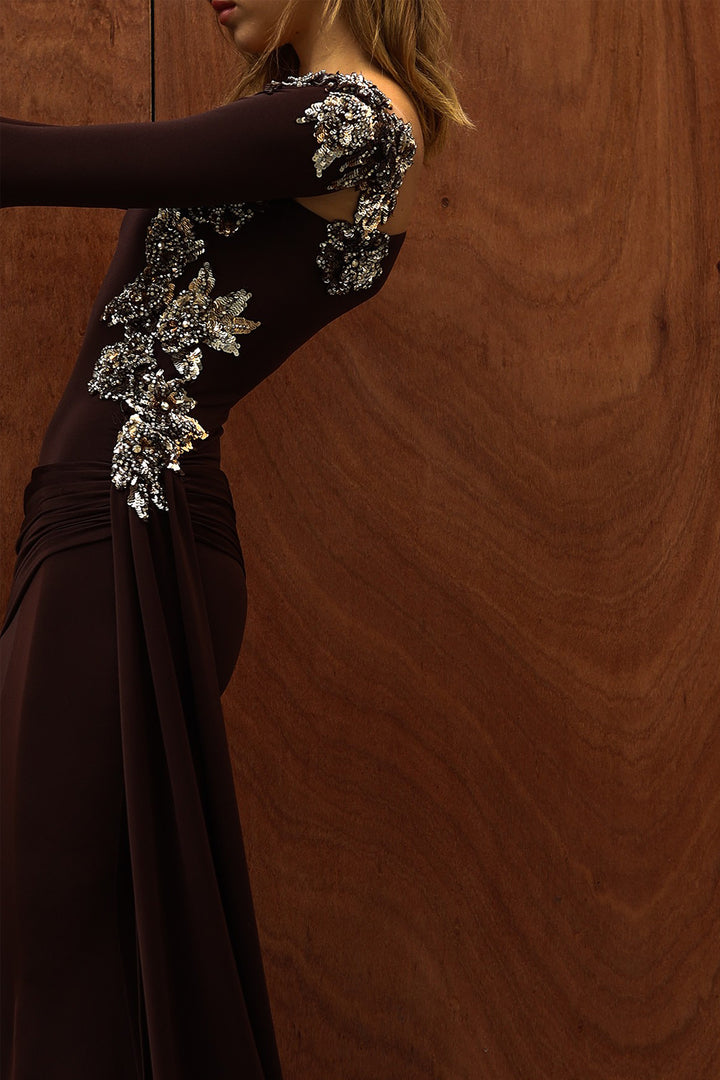 Fitted Beaded Long Dress