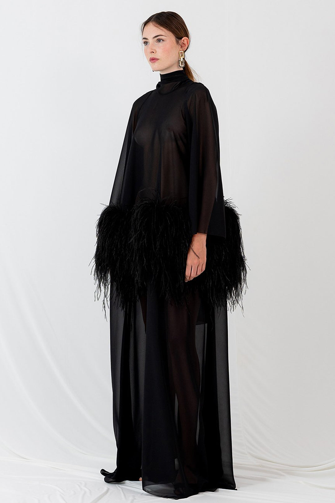 Chiffon and Feather Tunic Handcrafted Kaftan