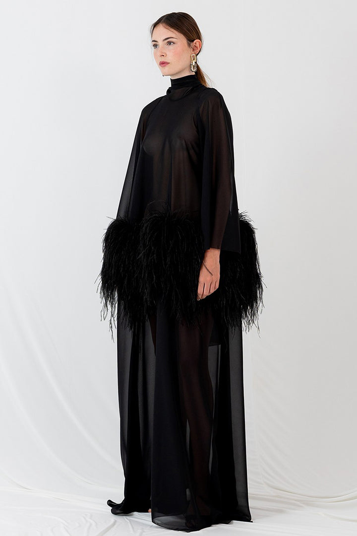 Chiffon and Feather Tunic Handcrafted Kaftan