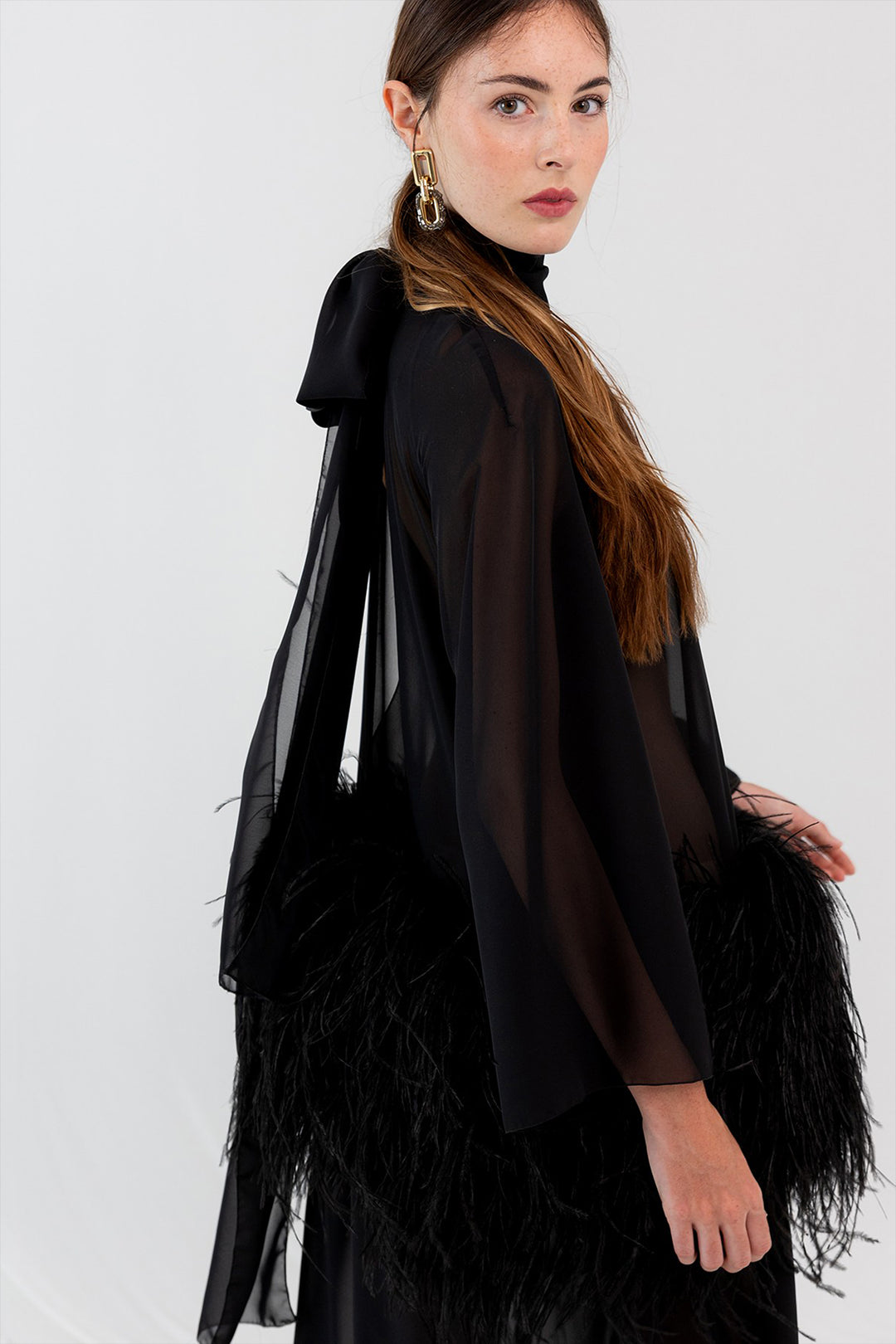 Chiffon and Feather Tunic Handcrafted Kaftan
