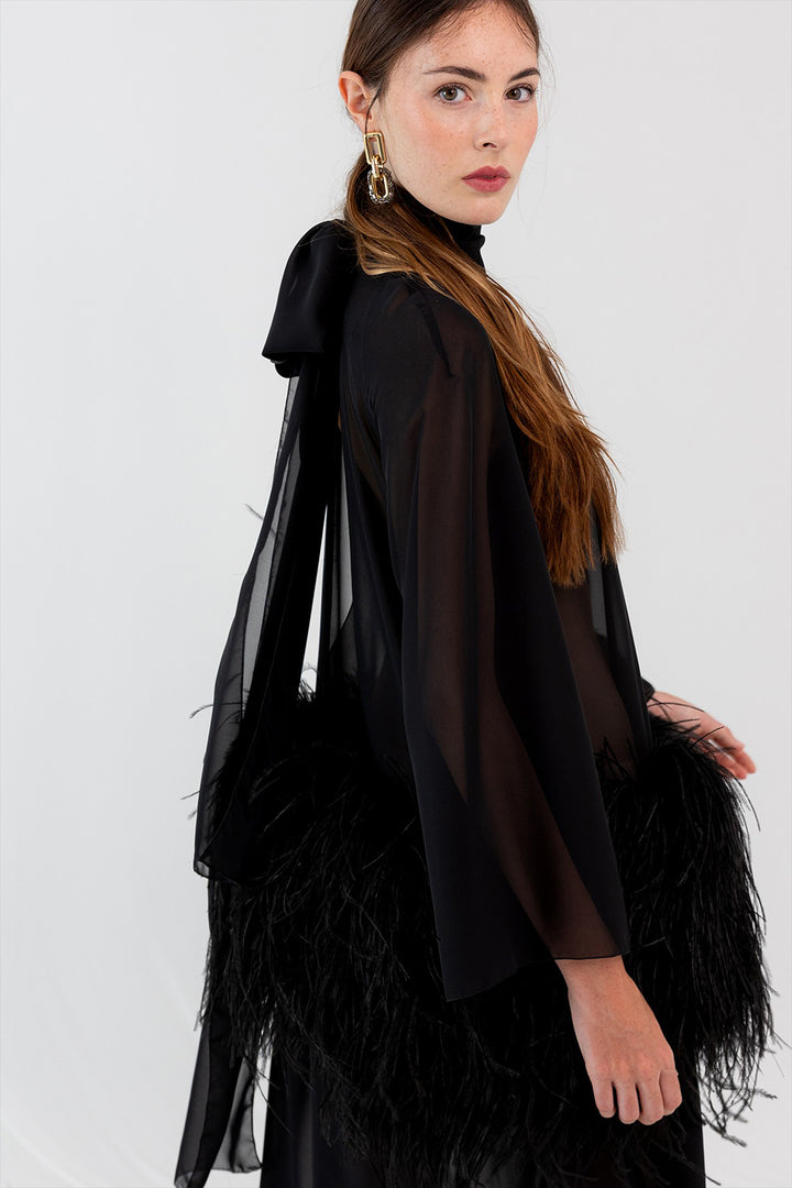 Chiffon and Feather Tunic Handcrafted Kaftan