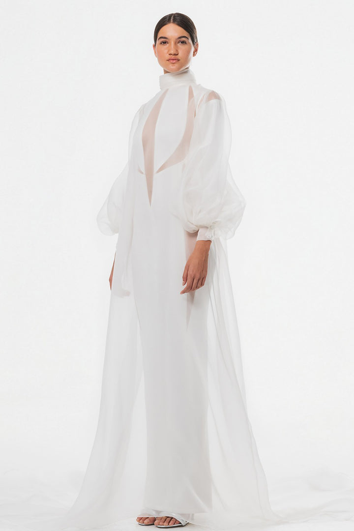 Long Sleeve Dress with Sheer Details and Coat