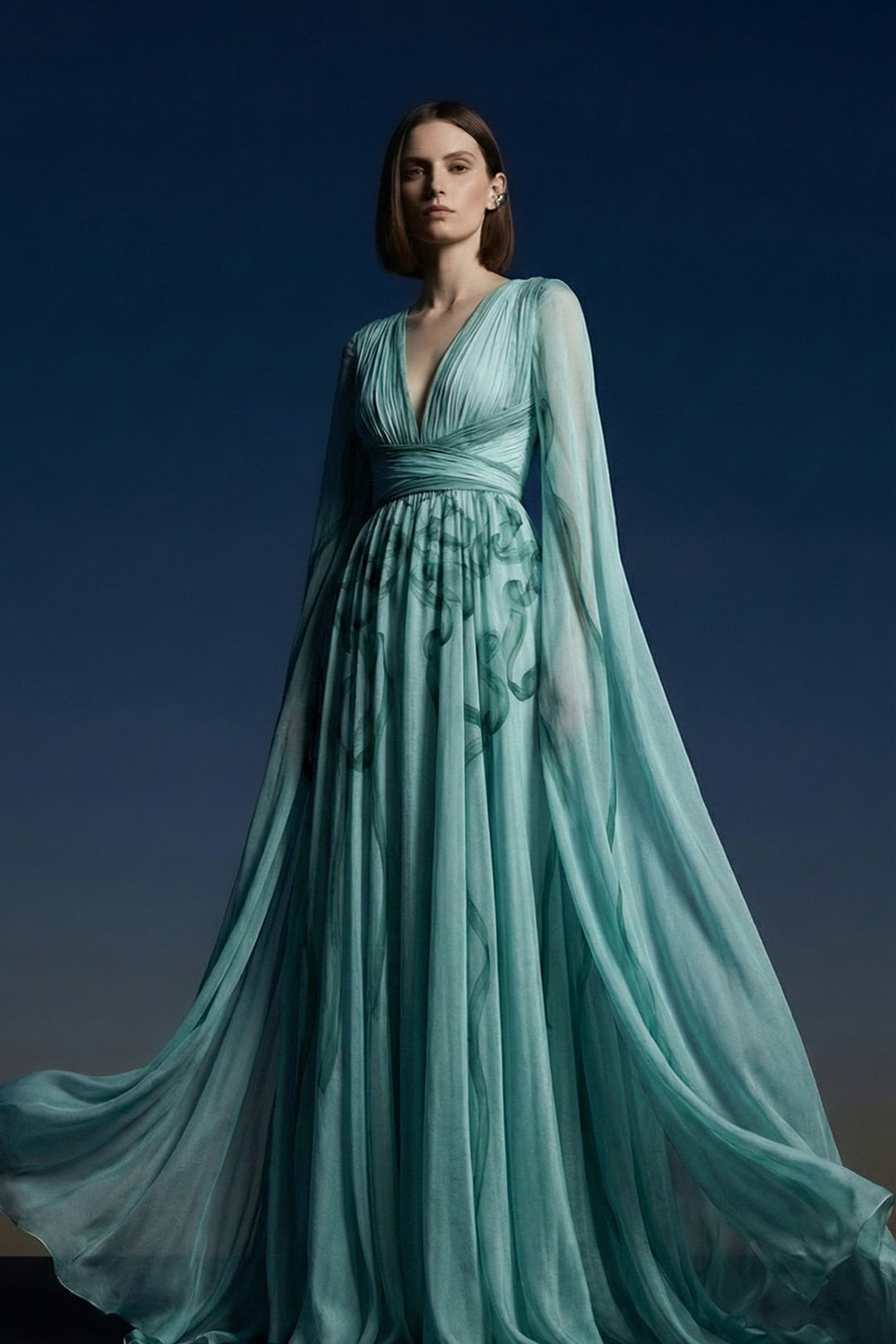 formal dress with cape overlay Amoris T906 High Neckline Sleeveless Cape Overlay Mother of the Bride Dress Eggplant / L