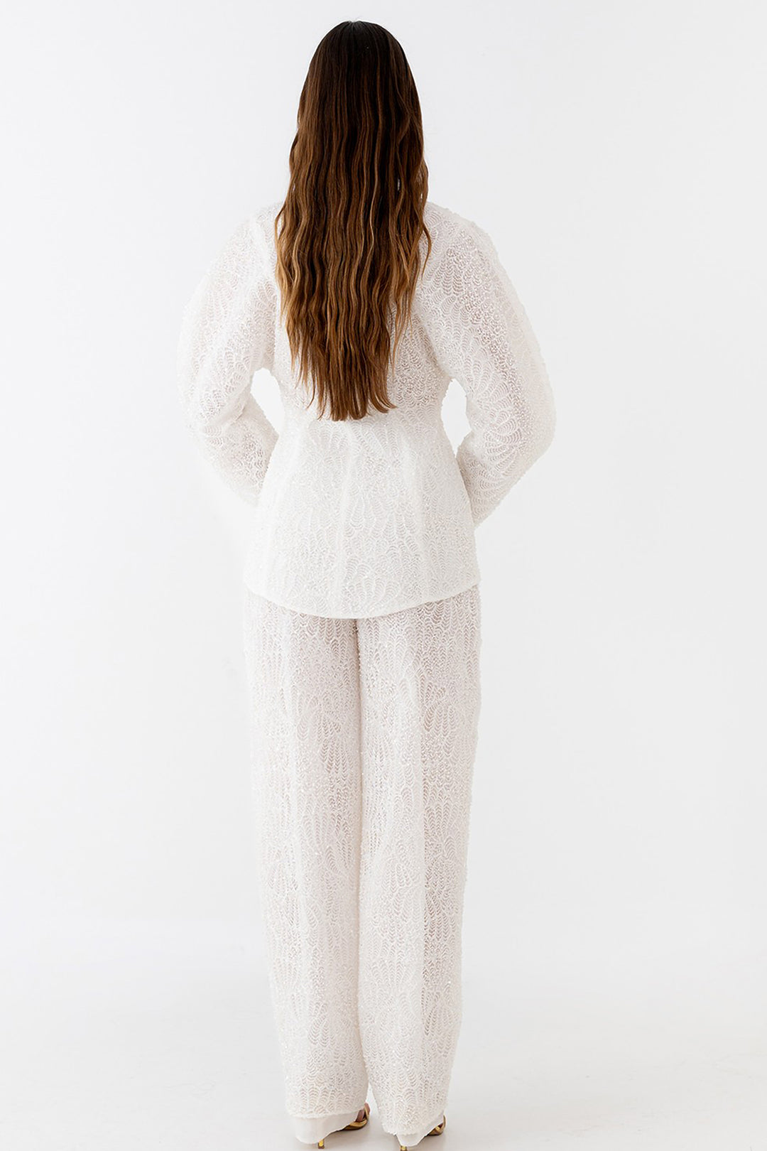 Wedding Suit with Embroidered and Flowy Trousers