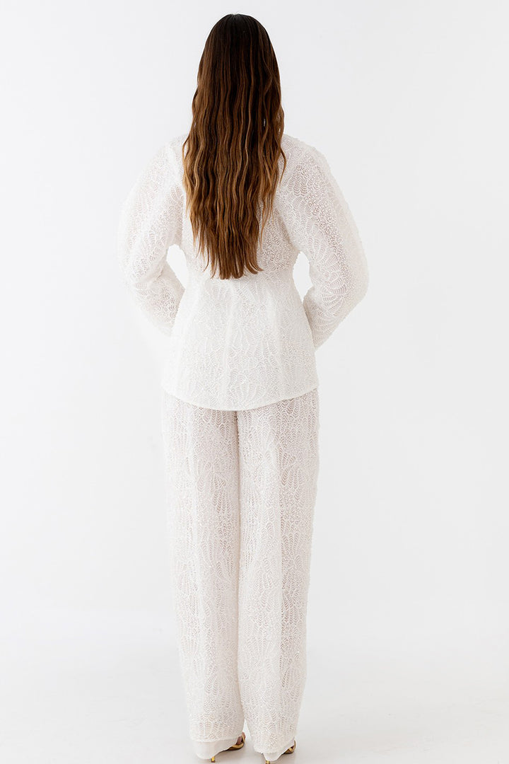 Wedding Suit with Embroidered and Flowy Trousers