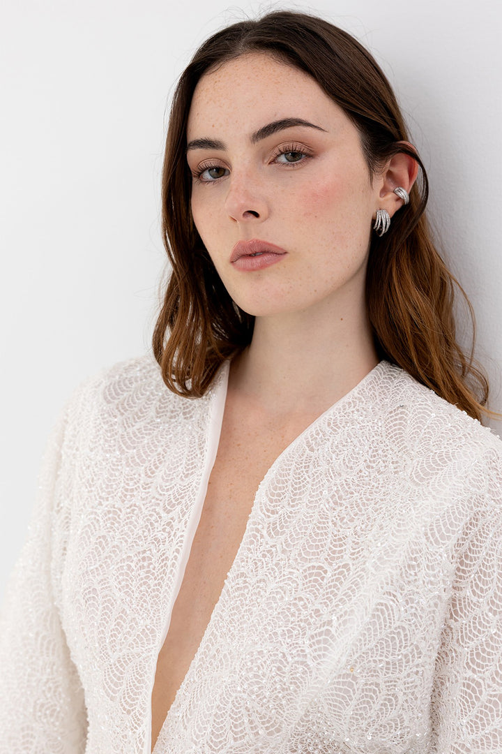 Wedding Suit with Embroidered and Flowy Trousers