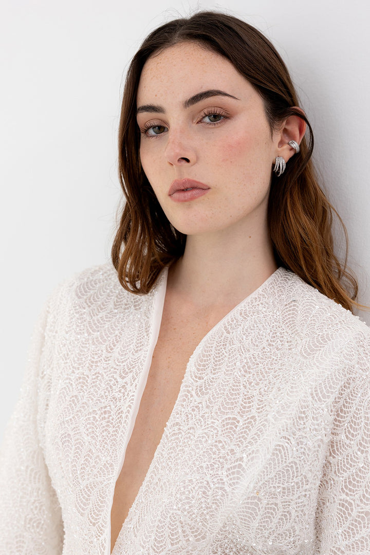 Wedding Suit with Embroidered Blazer and Flowy Trousers