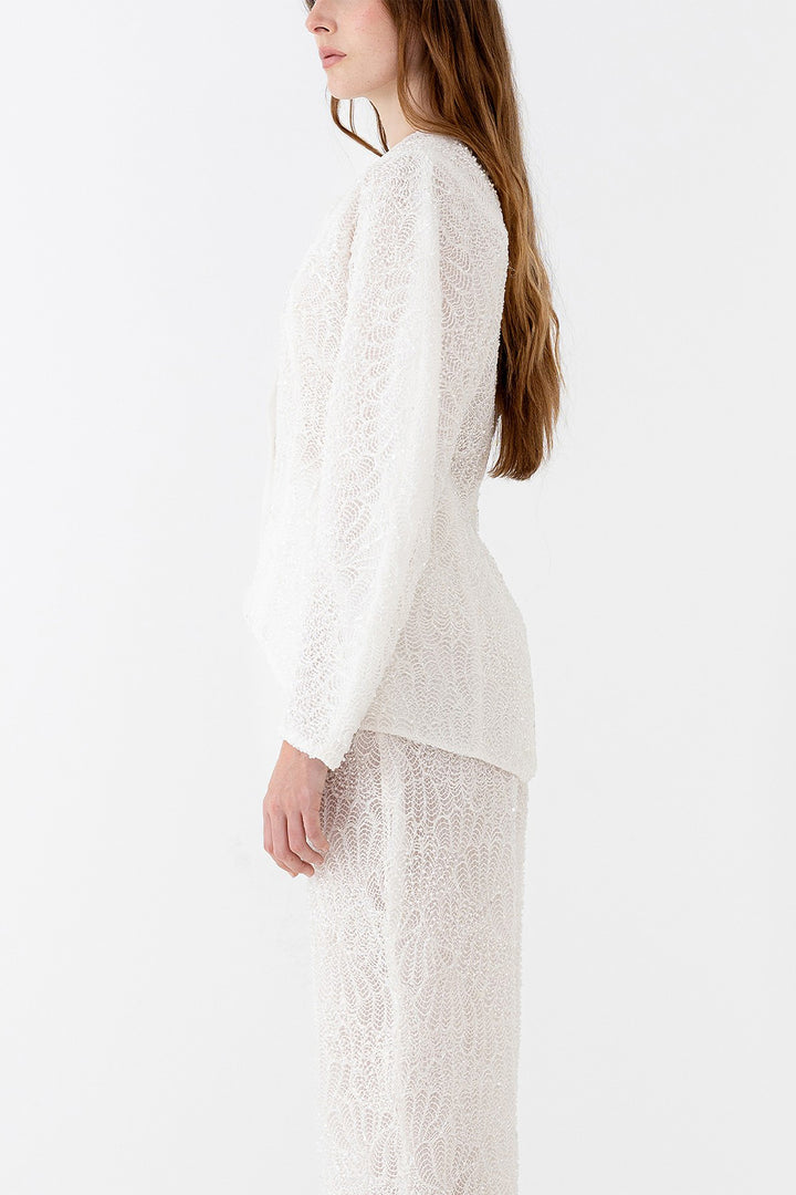 Wedding Suit with Embroidered and Flowy Trousers