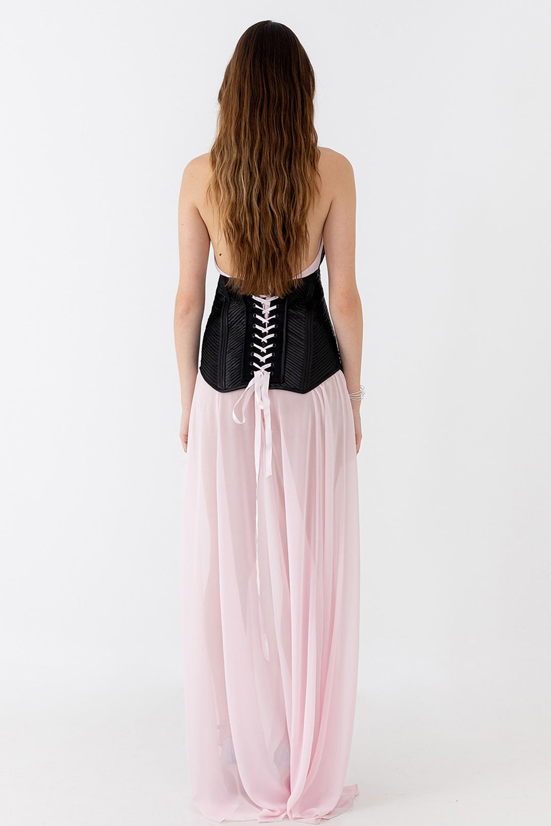 Structured Corset Dress with Flowing Slip Dress
