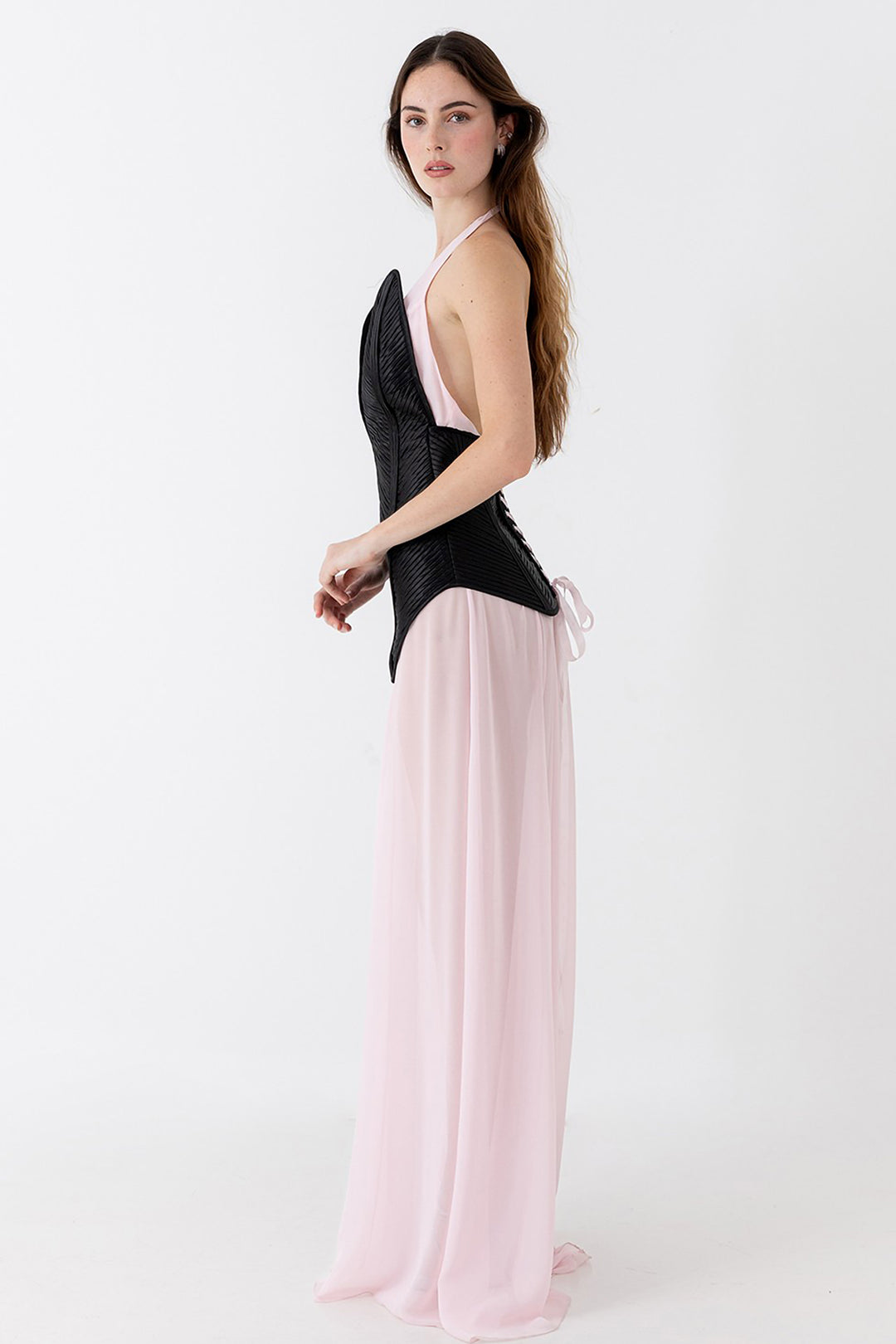 Structured Corset Dress with Flowing Slip Dress