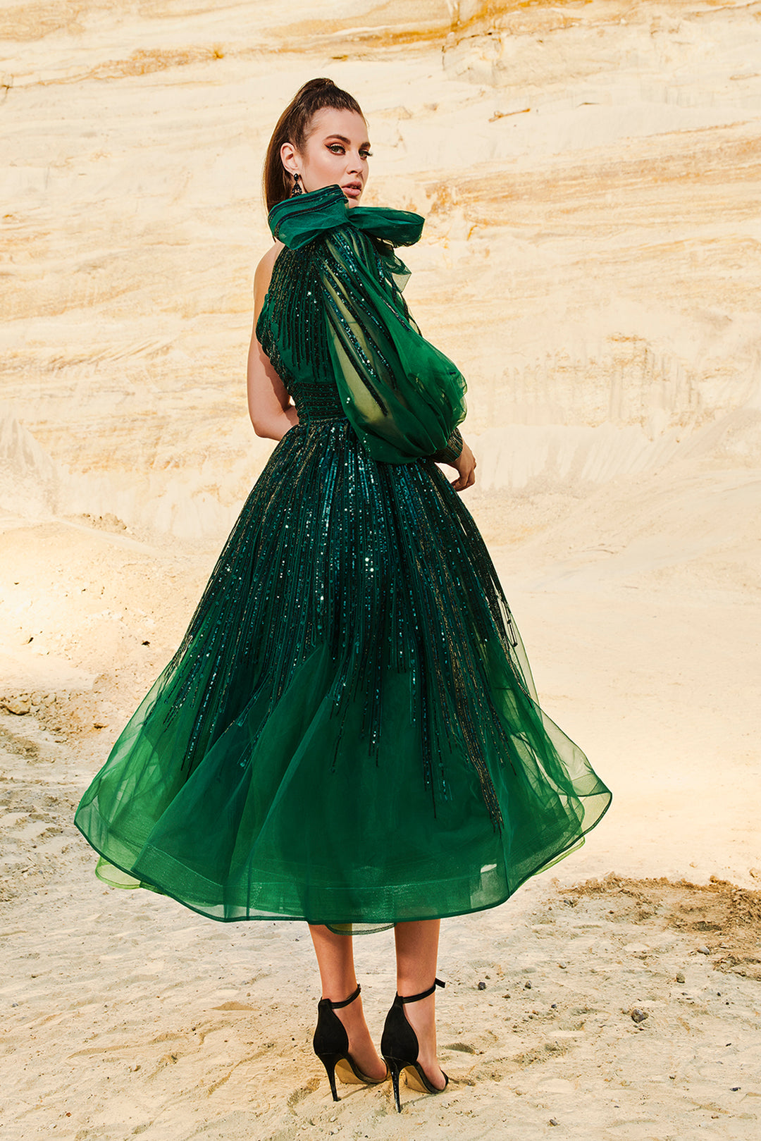 One-Shoulder Mermaid Dress with Train