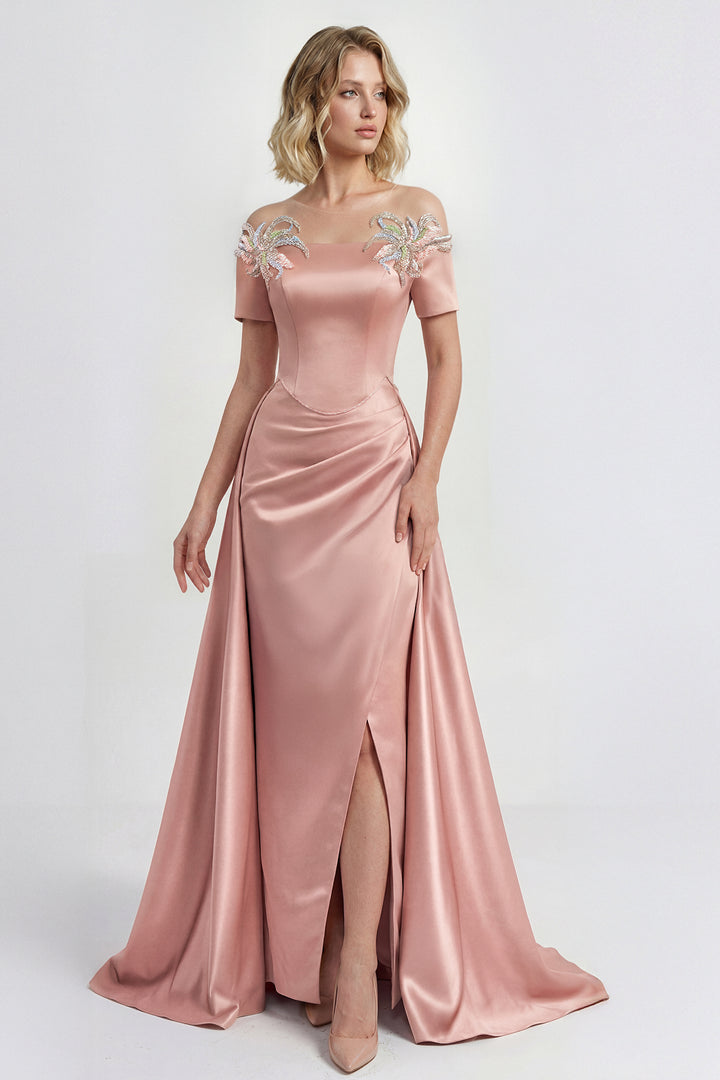 Off-Shoulder Embroidered Corset Gown