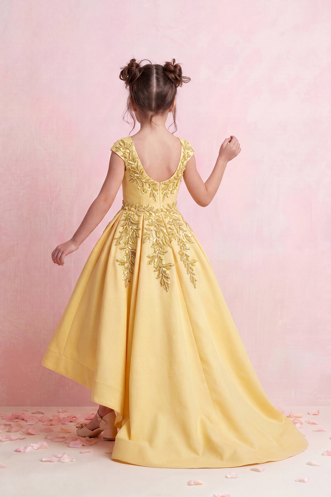 Golden Leaf High-Low Mini Gown