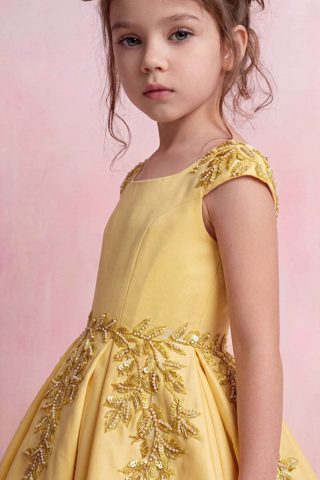 Golden Leaf High-Low Mini Gown