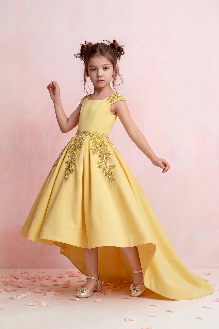 Golden Leaf High-Low Mini Gown
