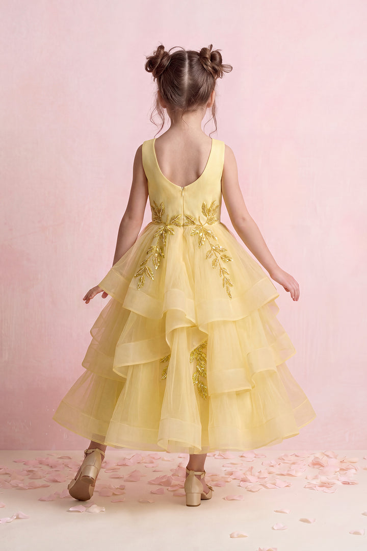 Golden Leaf Tulle Mini Gown