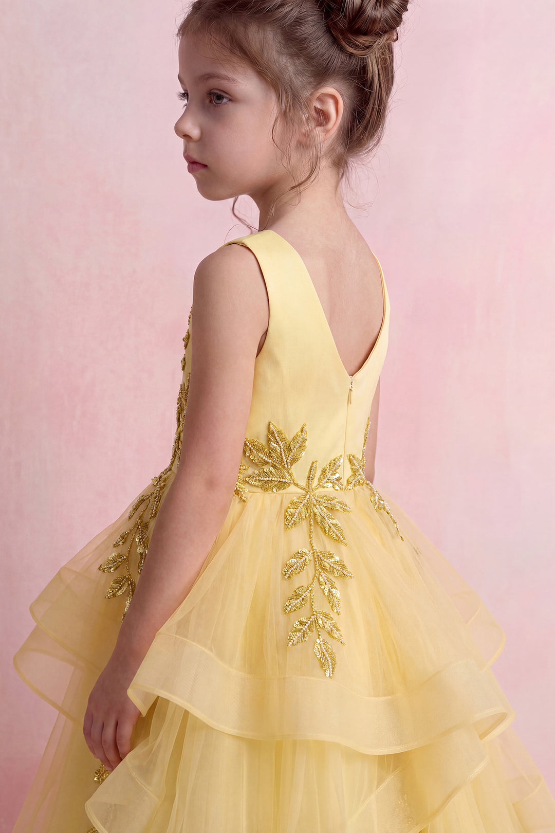 Golden Leaf Tulle Mini Gown