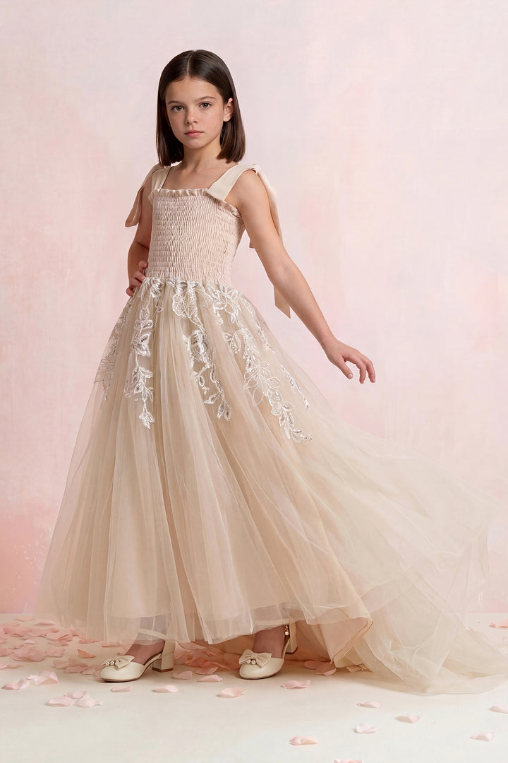 Floral Embroidered Tulle Mini Dress