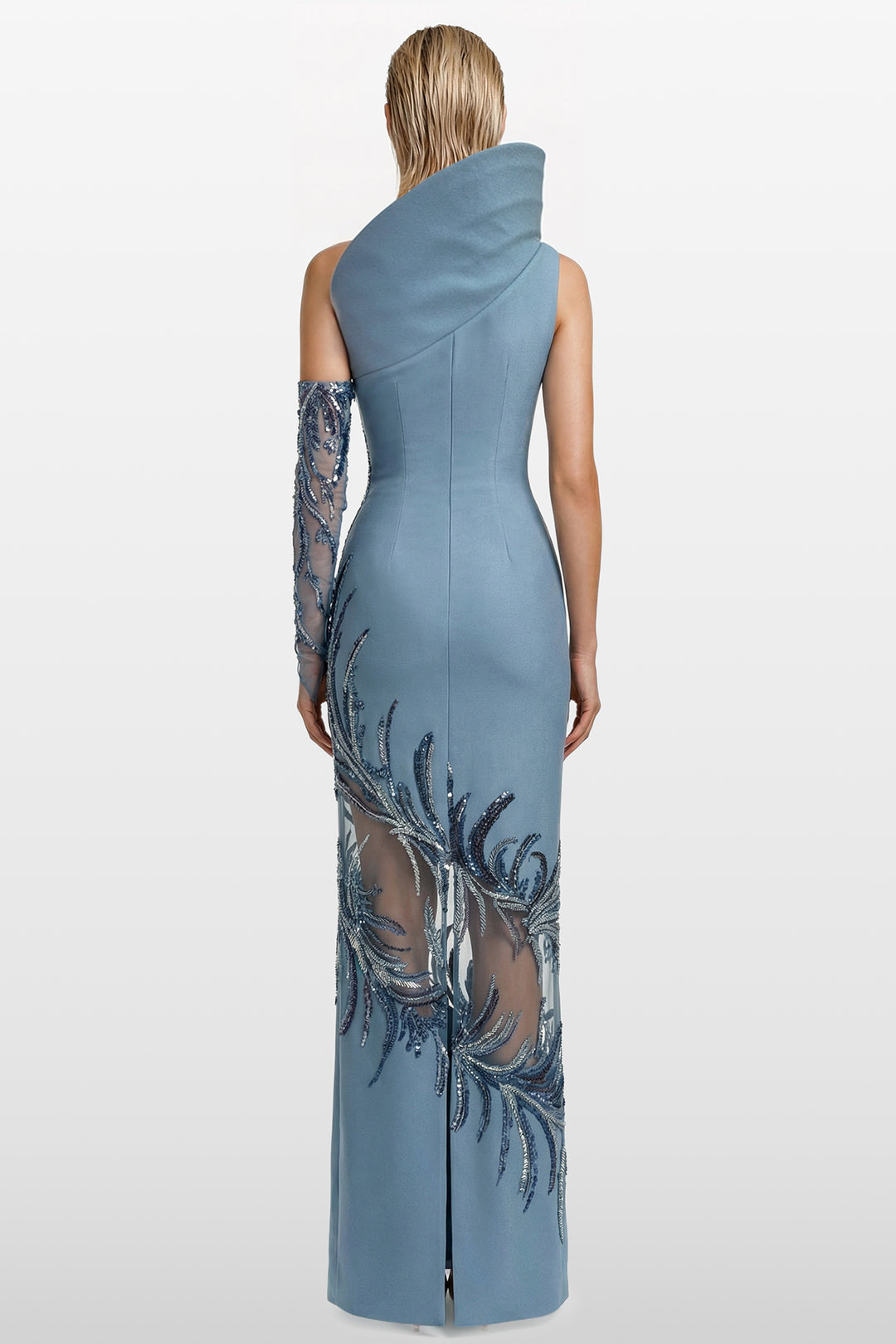 Asymmetric Embroidered Gown