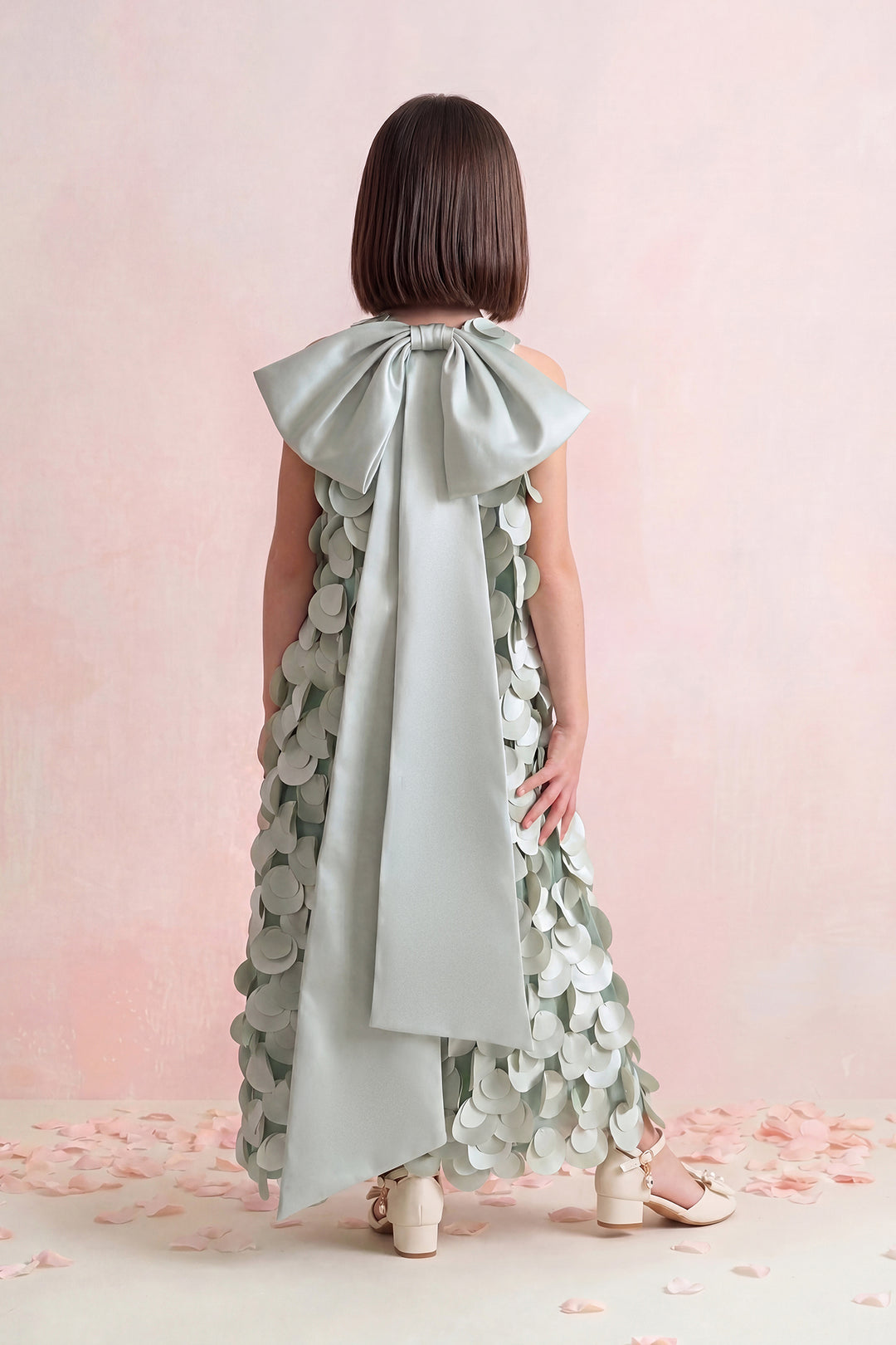 Petal Appliqué Cape Mini Dress