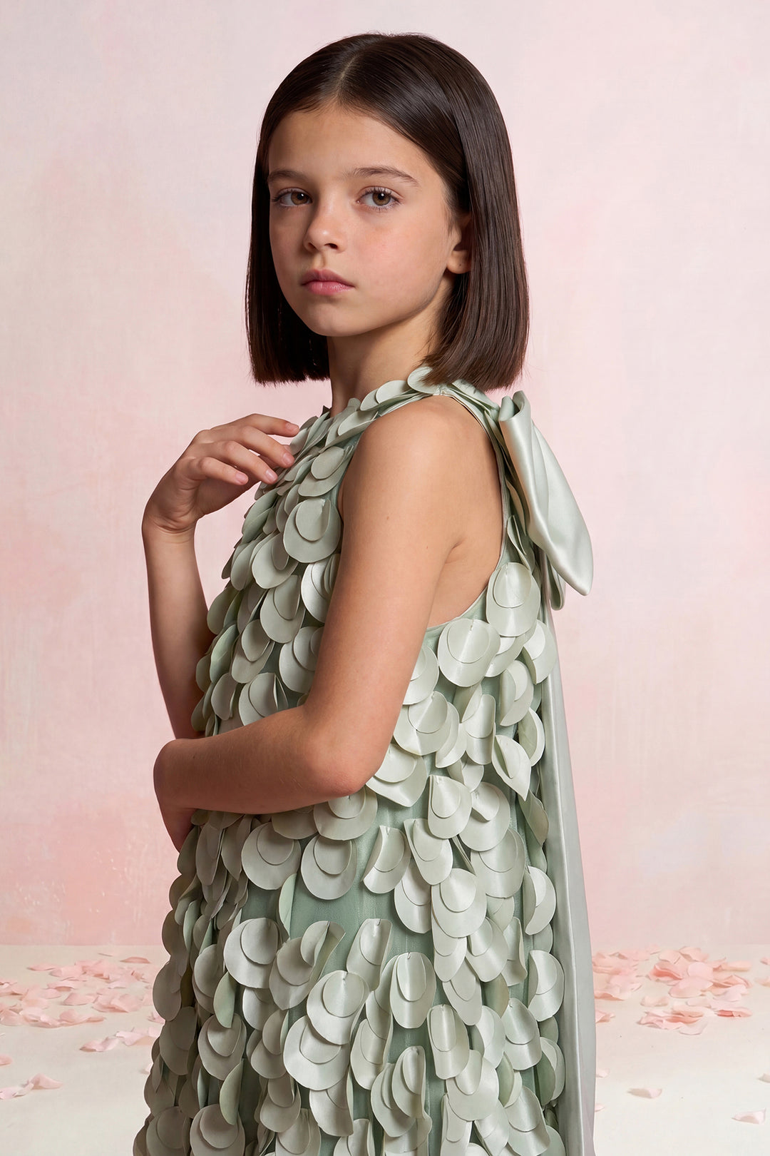 Petal Appliqué Cape Mini Dress