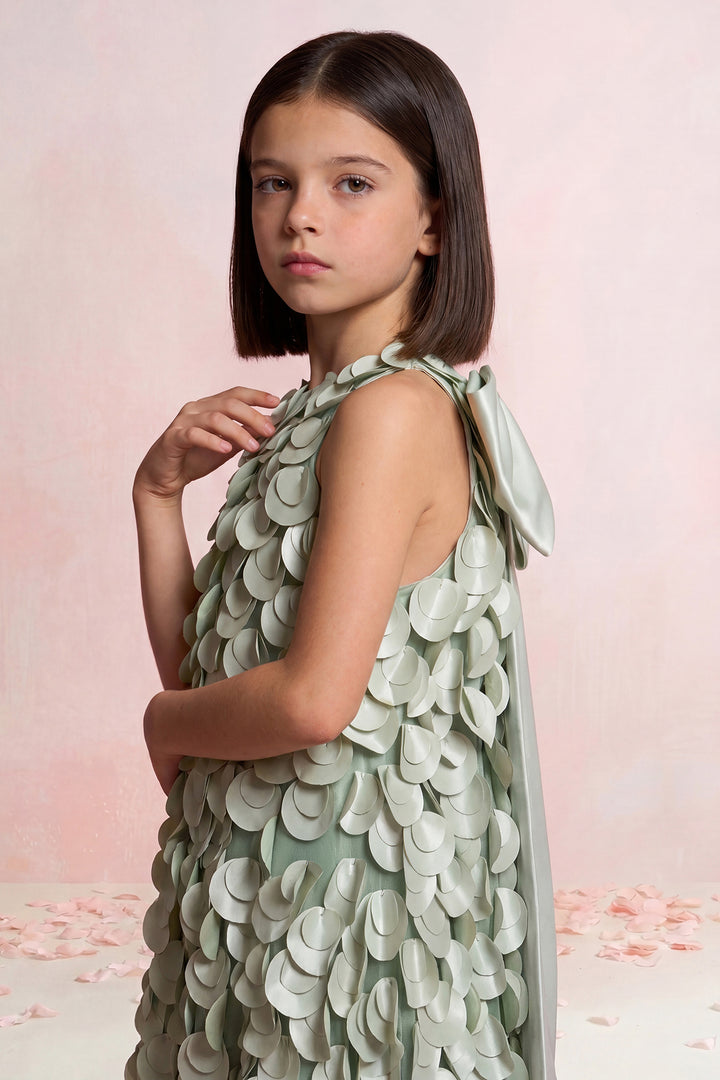Petal Appliqué Cape Mini Dress