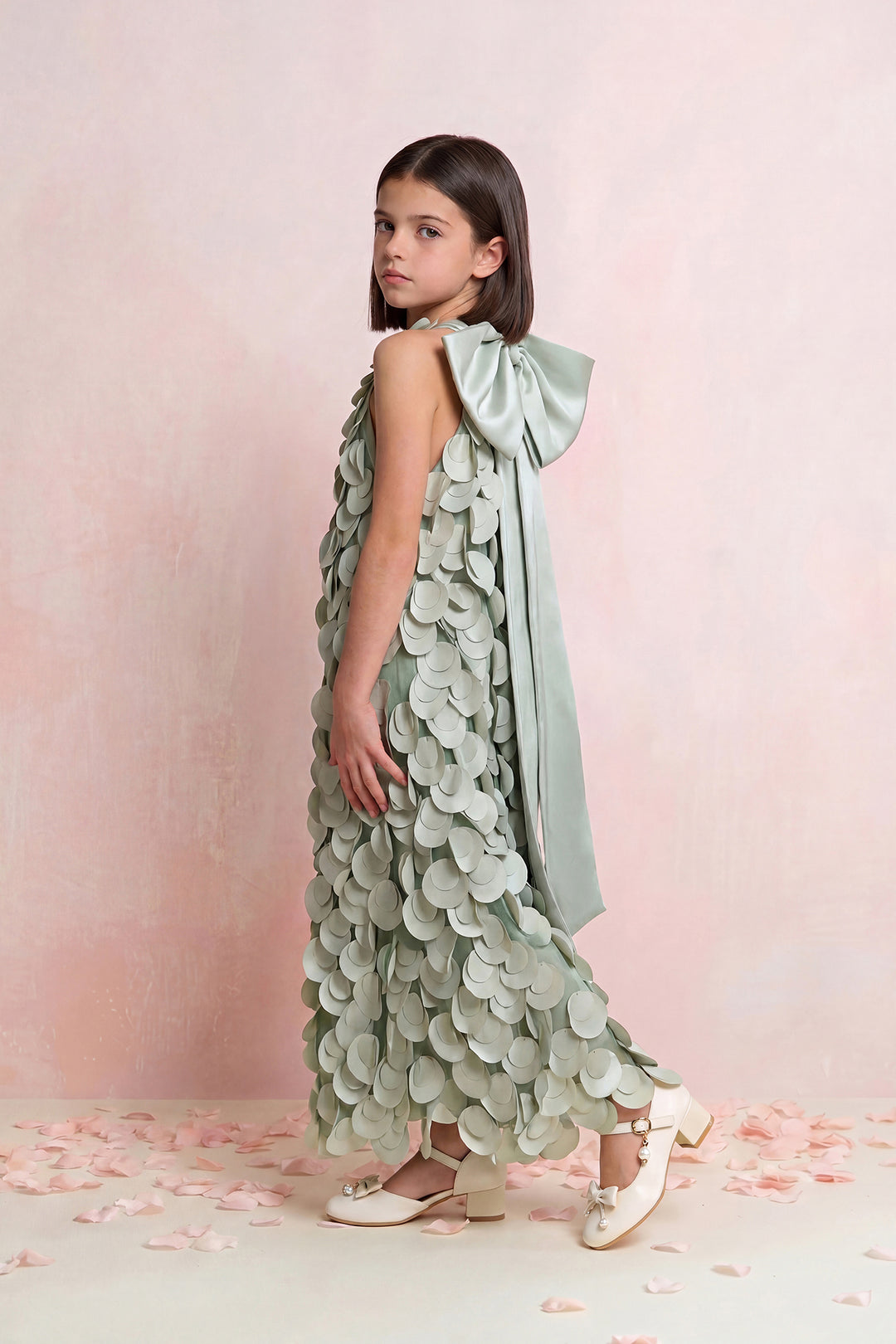 Petal Appliqué Cape Mini Dress