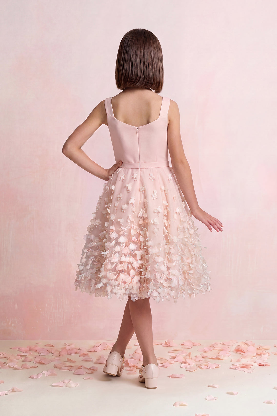 Petal Appliqué Tulle Mini Dress