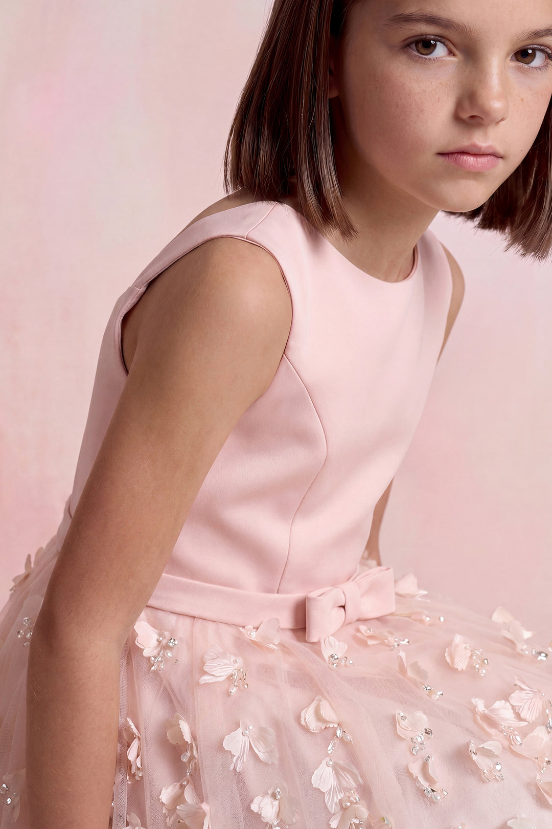 Petal Appliqué Tulle Mini Dress