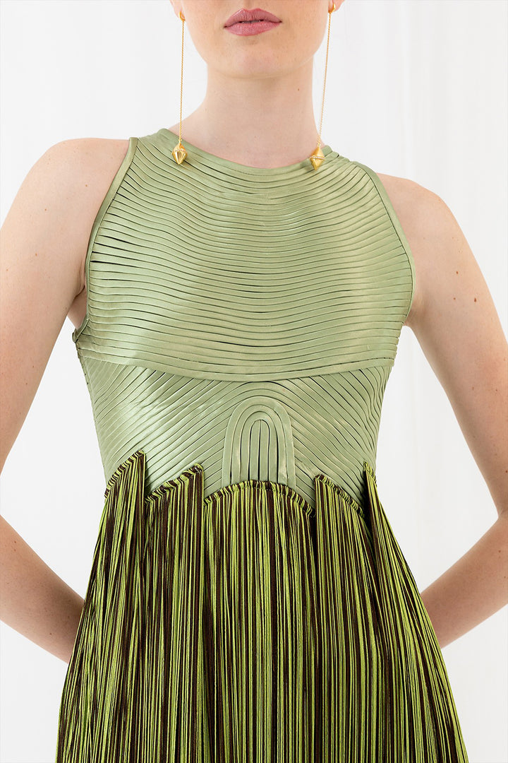 Structured Bodice with Flowing Fringe Dress