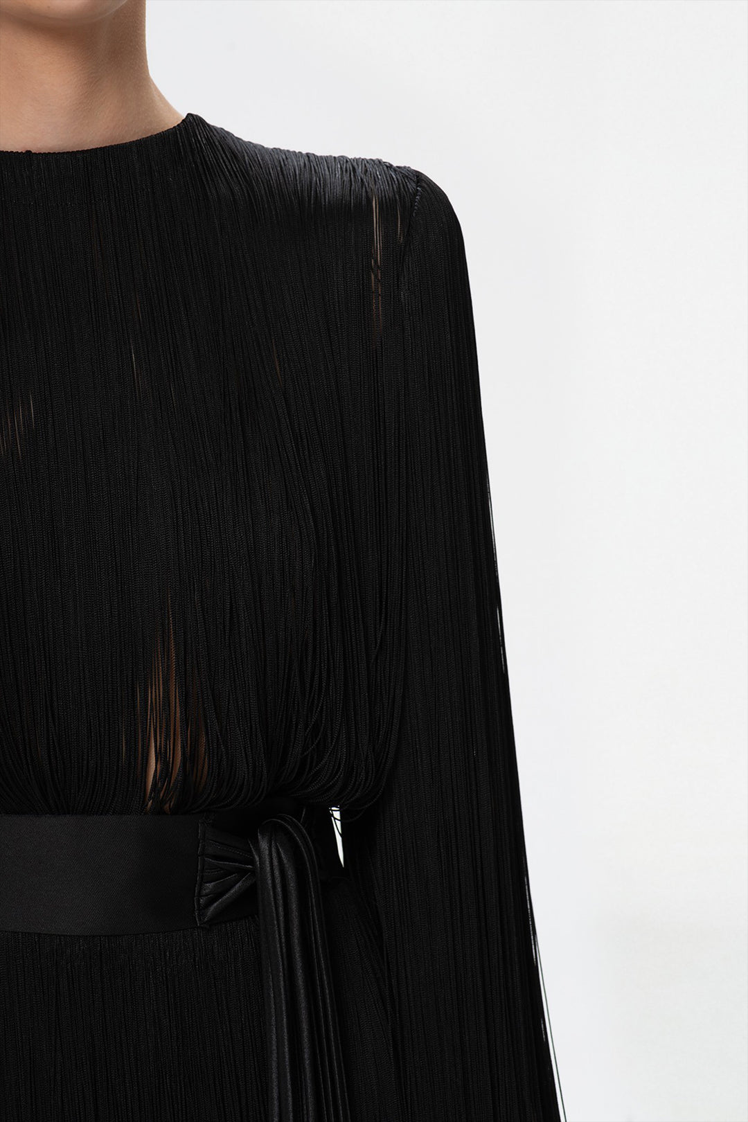 Silk Fringes with Long Sleeves Dress