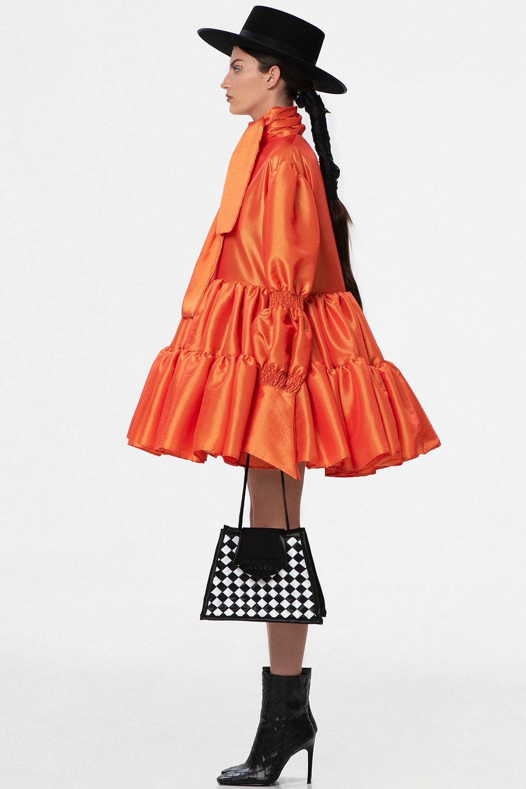 Puffed Sleeves with Triple Ruffled Dress