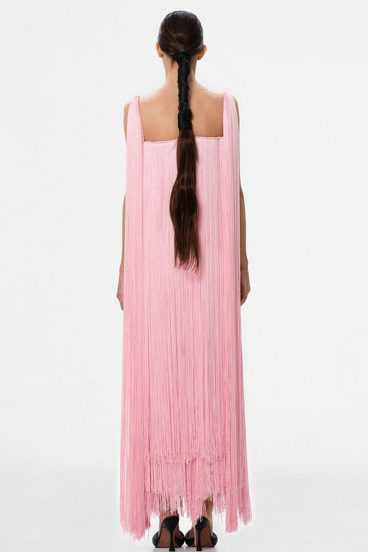 Tulle with Silk Fringes Dress