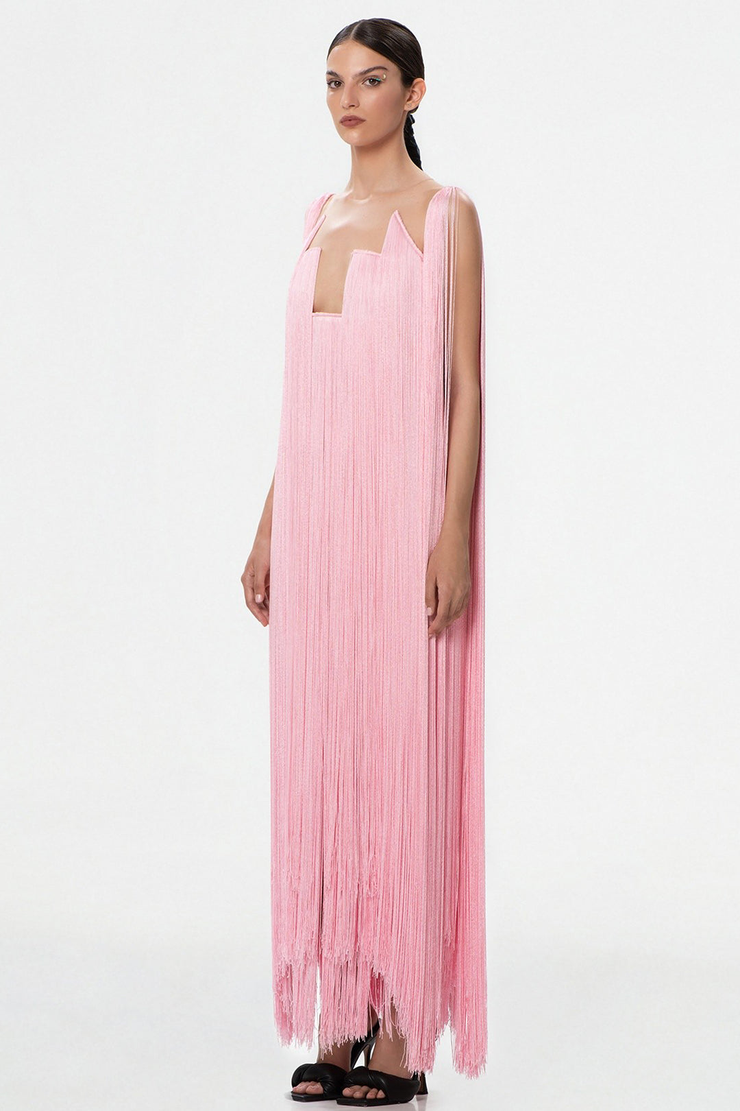 Tulle with Silk Fringes Dress