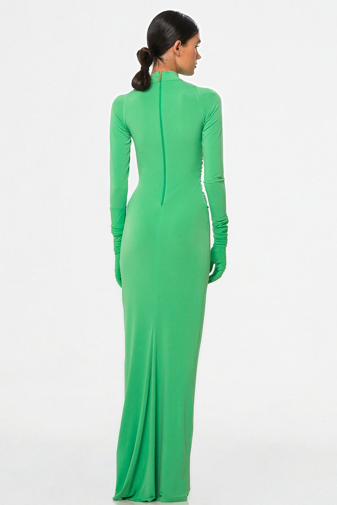 Draped Long Dress with High Neck