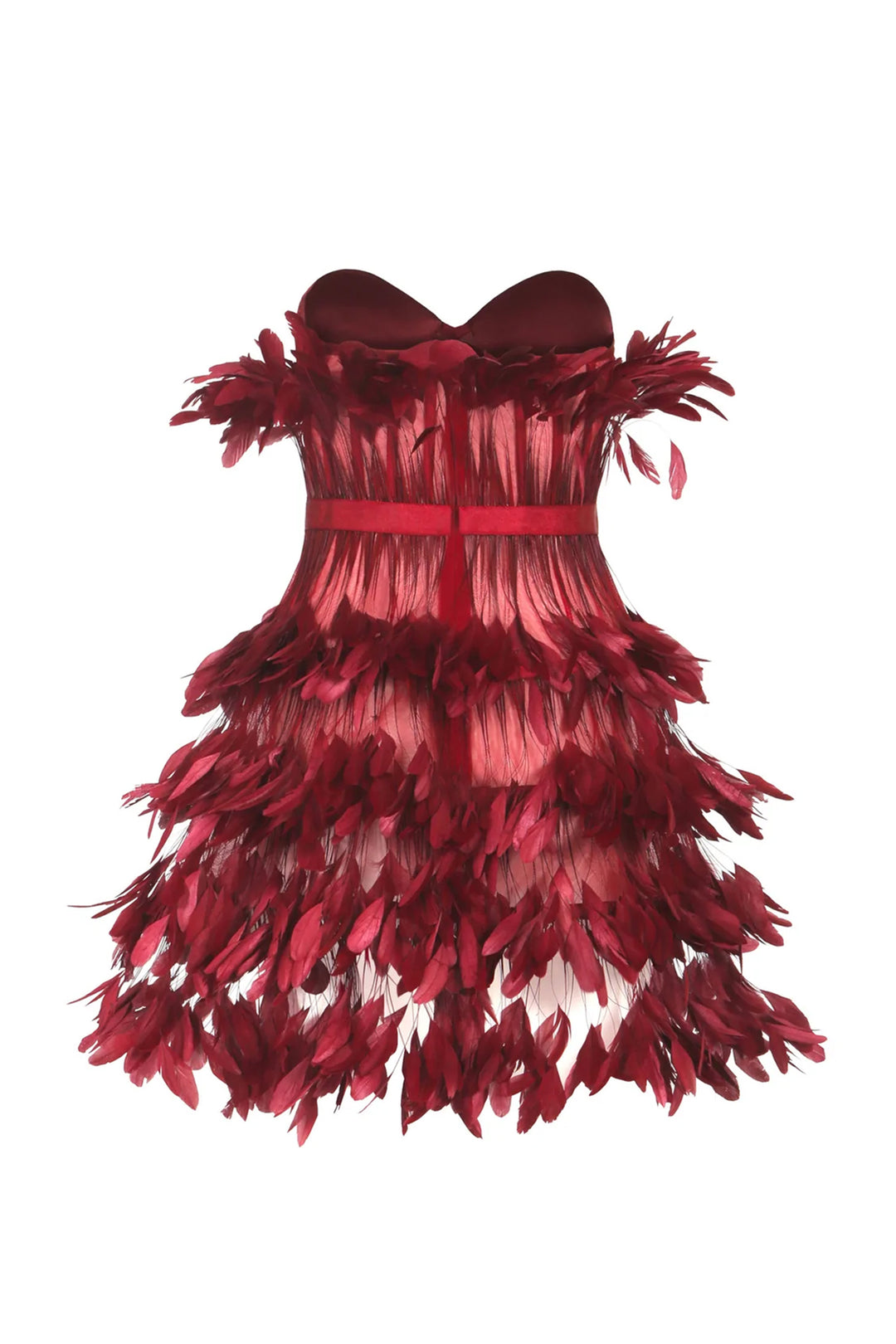 Strapless Mini Dress with Feathers