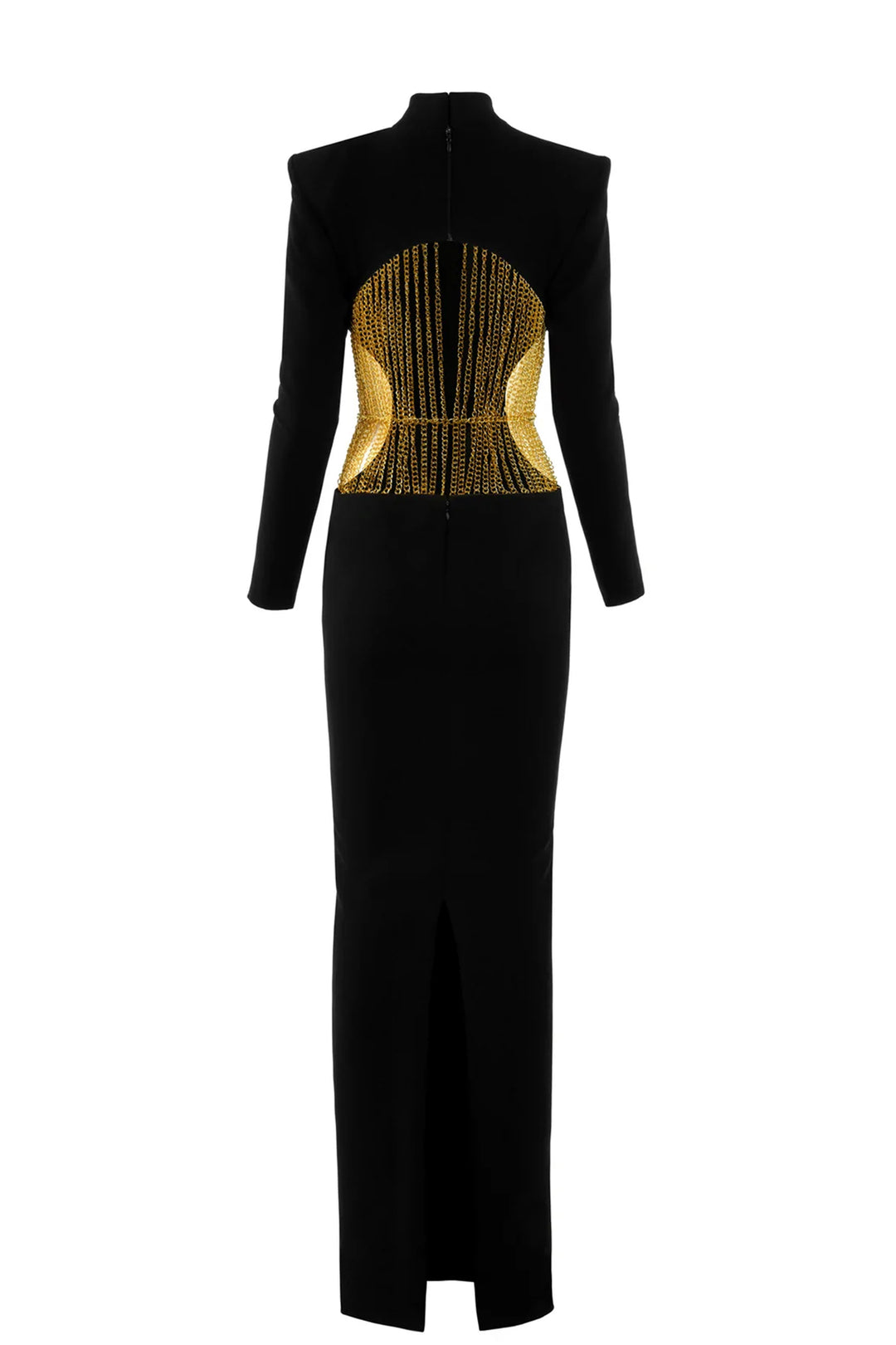 Long-Sleeved High Neck Fitted Dress