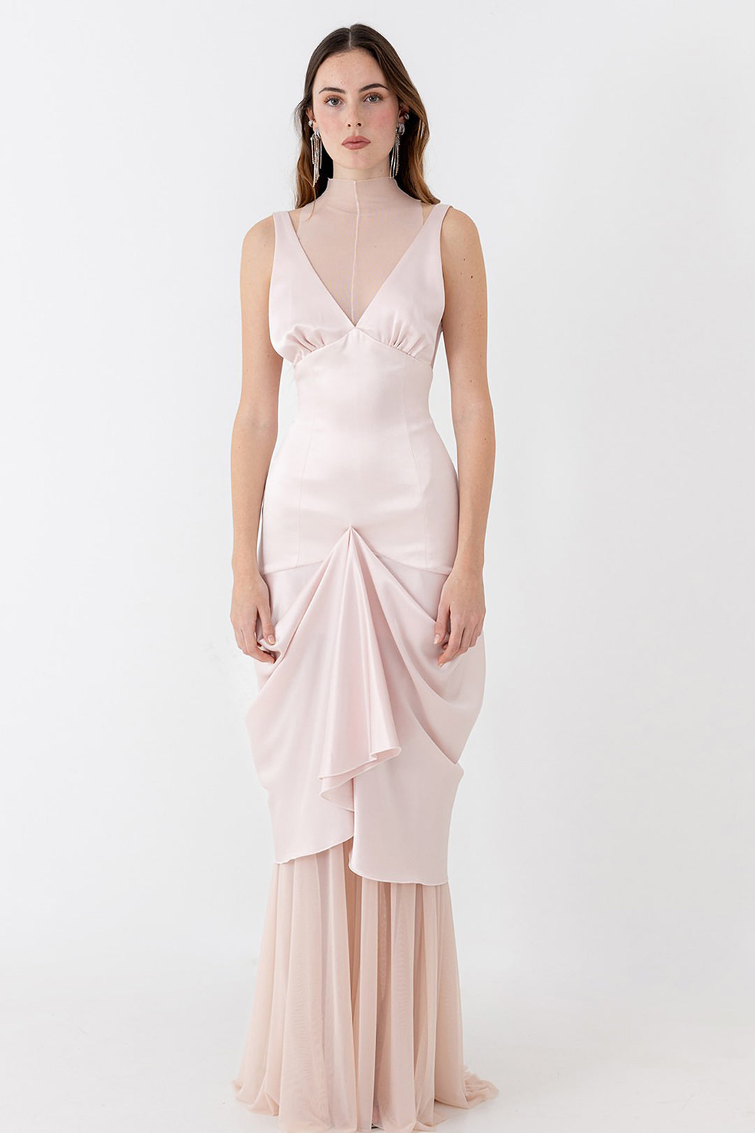 layered satin dress Sarai Layer Satin Dress- Hunter Green XS by LaMeera Moda