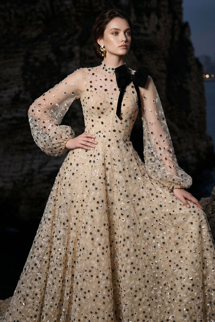 Beaded Dress with Papillon