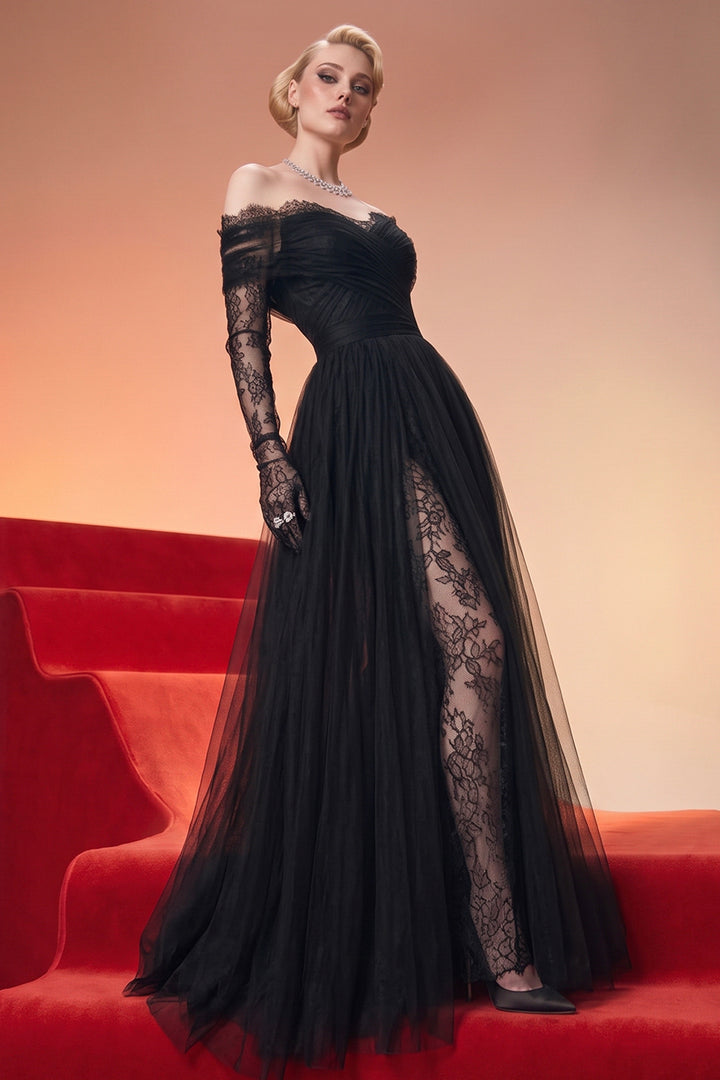 Off-The-Shoulder with A-Line Long Dress