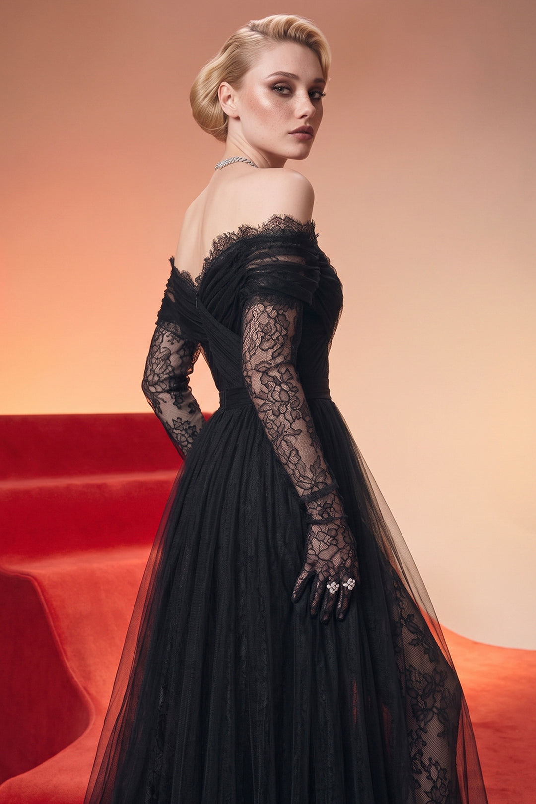 Off-The-Shoulder with A-Line Long Dress