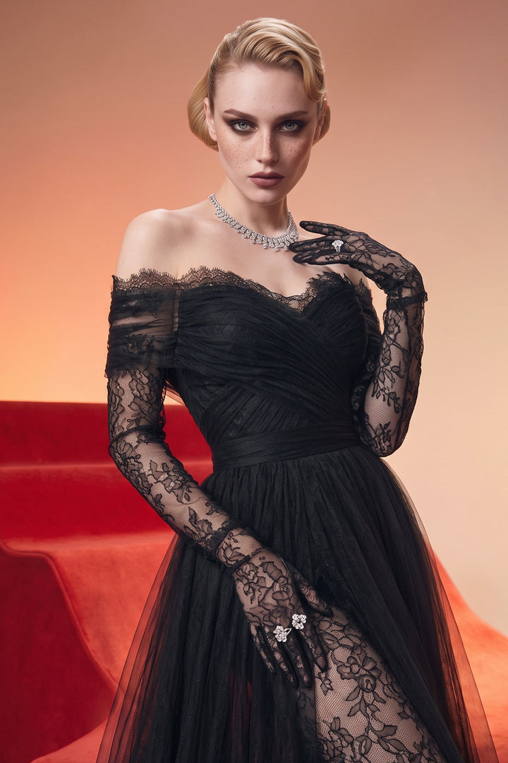 Off-The-Shoulder with A-Line Long Dress