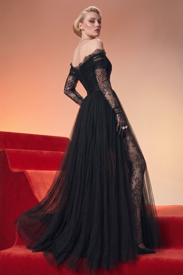 Off-The-Shoulder with A-Line Long Dress