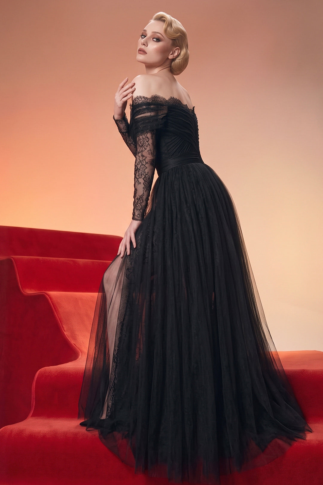 Off-The-Shoulder with A-Line Long Dress